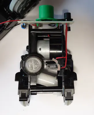 View of the Lego Duplo train engine broken loudspeaker