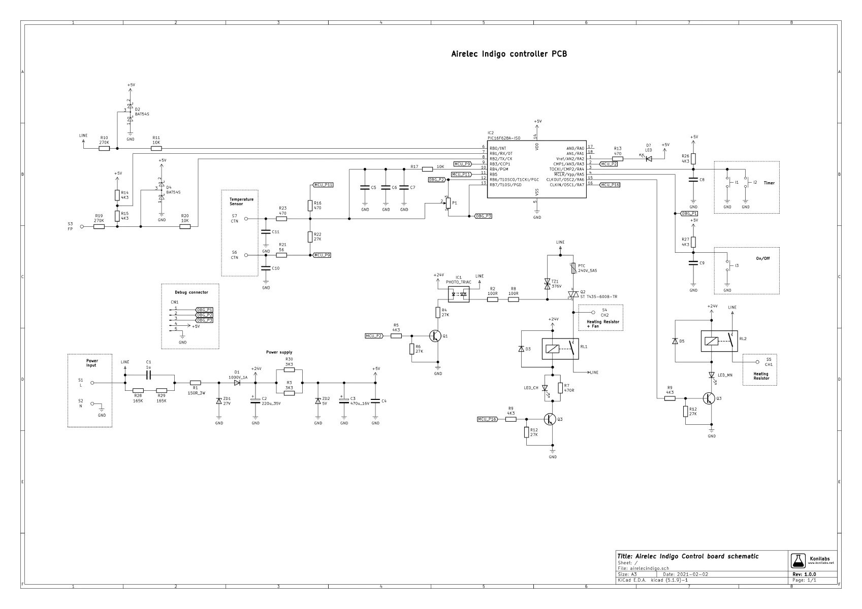 Airelec Indigo controller PCB schematic