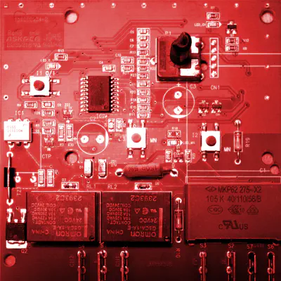 PCB Top side with red color filter